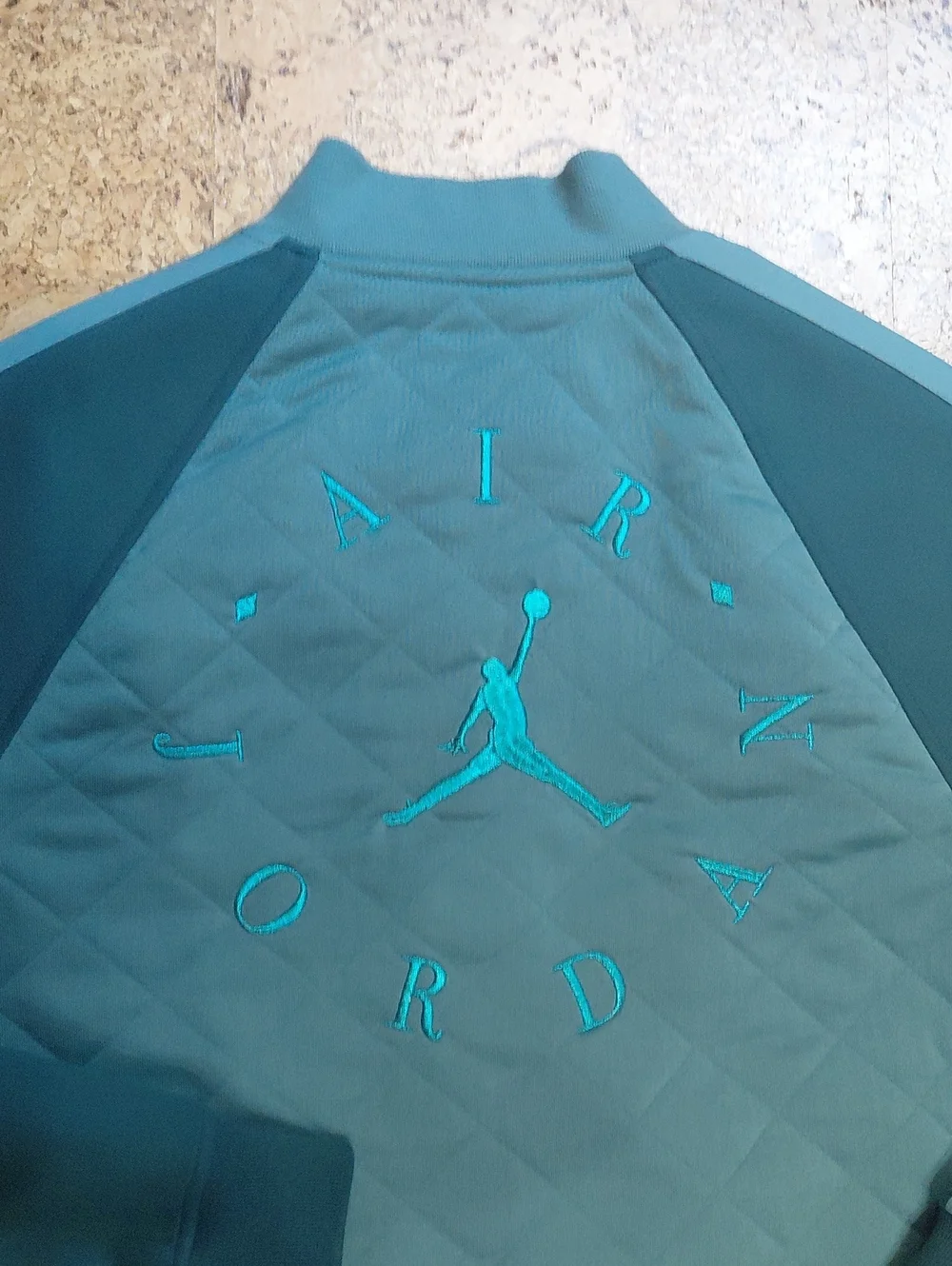 Jordan Men's Teal/Dark Teal Remastered Quited Bomber Jacket Size M